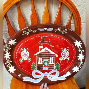 Christmas Platter with Cabin